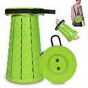 RizzQi Upgraded Collapsible Stool 450LBS - Adjustable Height (2.5"-18") Quick Open Portable Folding Seat for Outdoor Camping Hiking Indoor (Apple Green)
