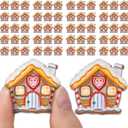 Realspring 60 Pcs Christmas Miniatures for Crafts Gingerbread House Decorations Christmas Miniature Figurines Mini Resin Gingerbread House for DIY Crafts Flatback Embellishment(Classic)