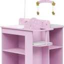 Olivia's Little World Baby Doll Changing Station with Built-in Baby Doll High Chair, Closet, Shelves, Sink, Overhead Mobile, & Baby Doll Clothing Hangers for up to 18 Inch Dolls, Purple Stars, 22.75" x 19" x 22.25"