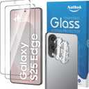 2+2 Pack for Samsung Galaxy S25 Edge Screen Protector with Camera Lens Protector,Full Coverage 9H Tempered Glass Film,HD Clear Scratch Resistant,Bubble-Free for Galaxy S25 Edge Screen Protector
