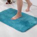MIULEE Teal Bathroom Rugs, Soft Small Absorbent Microfiber Bath Rugs Non Slip Quick Dry Fluffy Bath Mats for Bathroom Floor Tub Showers, Machine Washable, 16x24 Inch