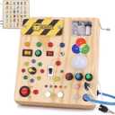 Toddler Busy Board,Montessori Toys for 1-3 Year Old Boys,Sensory Travel Toys,Preschool Learning Activities,Christmas & Birthday Gift for Toddler (Busy Board v4)