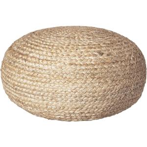 Decor Therapy Round Pouf Ottoman Footrest, Natural Jute Woven, Boho Pouf, Bohemian Style Casual Seating for Living Room, Bedroom, Patio Decor 19"x 19"x 10.5"