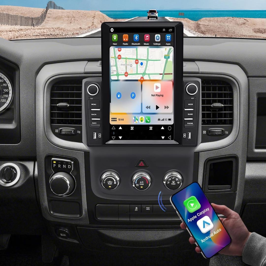 9.7" HD Touchscreen Car Stereo Radio for Dodge RAM 1500 2500 3500 2013 2014 2015 2016 2017 2018 2019, 4GB+64G Car Radio with Wireless CarPlay Android Auto GPS Navi SWC FM Bluetooth DSP Camera Mic