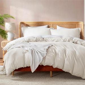 Nestl Off White Duvet Cover King Size - Soft Double Brushed King Duvet Cover Set, 3 Piece, with Button Closure, 1 Duvet Cover 104x90 inches and 2 Pillow Shams (King (104" x 90"), 02 - Off White (No Comforter))