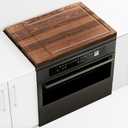 Noodle Board Stove Cover, Noodle Board Stove Covers with Handle, Wooded Stove Top Covers for Electric Stove and Gas Burners, Cutting Board with Juice Groove & Separate Zone, Walnut