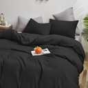 Houseri Black Comforter Set - Queen Size, Soft & Comfy, All Season, Plain Black, Lightweight & Fluffy Bedding for Men, Women, Boys & Girls