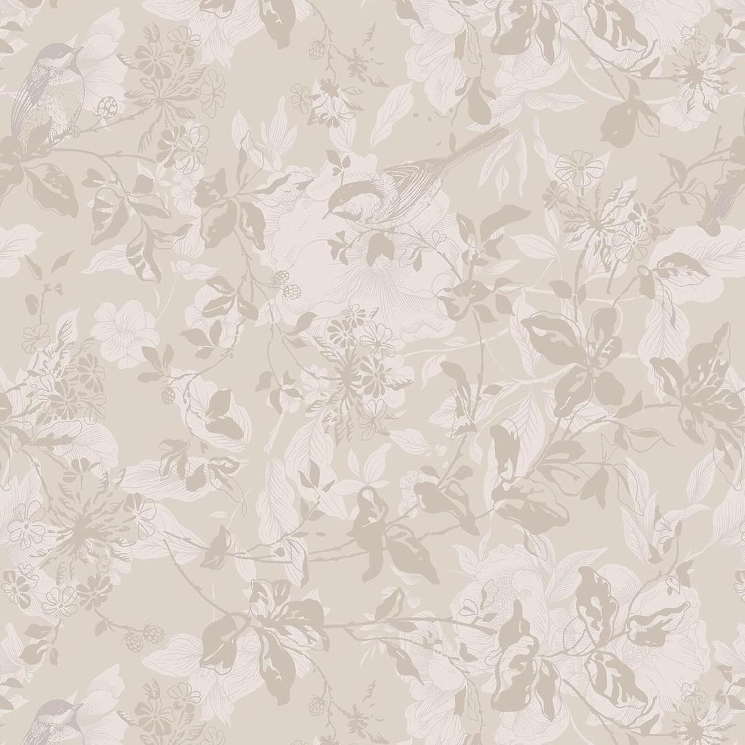 Heroad Beige Brown Wallpaper Floral Wallpaper Peel and Stick Boho Contact Paper Vintage Wall Paper Removable Self-Adhesive for Bedroom Cabinets Decoration Thicken Vinyl 17.3" x 393"