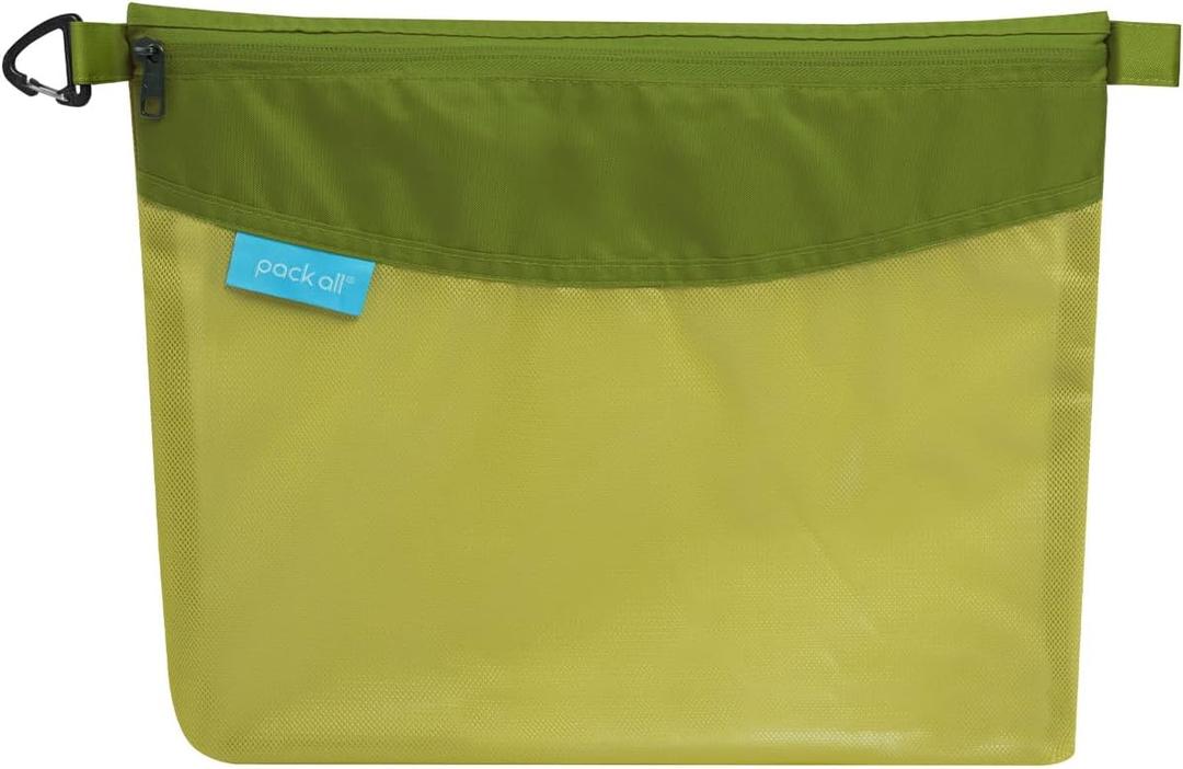 pack all Water-resistant Material Zipper Pouch, Mesh Zipper Bag for Storage, Travel, Office (Large, Green)