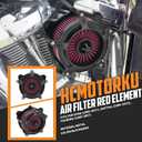 Air Cleaner Filter Aluminum Fit for Harley Touring Road King Street Glide Softail Sportster Dyna (Black Housing Red Element, B For Touring 00-07,Softail 00-15,Dyna 00-17)