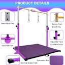 Adjustable Gymnastics Bar for Kids with Mat - Sturdy Kip Bar with Rings, Horizontal Bar for Home Training, 3'-5' Height, Ages 3-15, 250 LBS Capacity, Easy Assembly