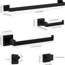 15-Pieces Matte Black Bathroom Accessories Set, Stainless Steel Bathroom Hardware Set, Towel Racks for Bathroom Wall Mounted 24 Inch Bath Towel Bar Set.