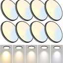 WKONCLDY 7.5Inch LED Ceiling Lights, 5 Colors Selectable (3000K/3500K/4500K/5000K/6000K) Flush Mount Ceiling Lights, Ultra Thin LED Ceiling Lights Fixtures 0.87Inch for Living Room (Black)