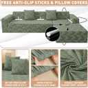 ZNSAYOTX Stretch Sectional Couch Covers New-Rectangle Texture, Thick Slipcovers with Elastic Bottom for L Shape Sectional Sofa, 2 Pcs Pet Friendly Universal Protector for(Chaise or Sofa), Army Green