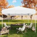 10x10 Pop Up Canopy Tent, Easy Up Canopy with 3 Adjustable Height, Outdoor Sun Shade with 4 Sandbags & Carrying Bag for Camping, Parties,Outdoor Events - White