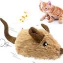 Gigwi Interactive Moving Mouse Cat Toy with Realistic Squeaky Sound, Automatic Mouse Toys for Indoor Cats, Electronic Mouse Toy for Self Play & Exercise(Brown Ear)