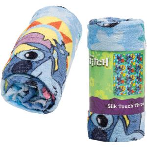 Northwest Disney Lilo & Stitch Silk Throw Blanket 40""X50"", Single, Blue, 91897