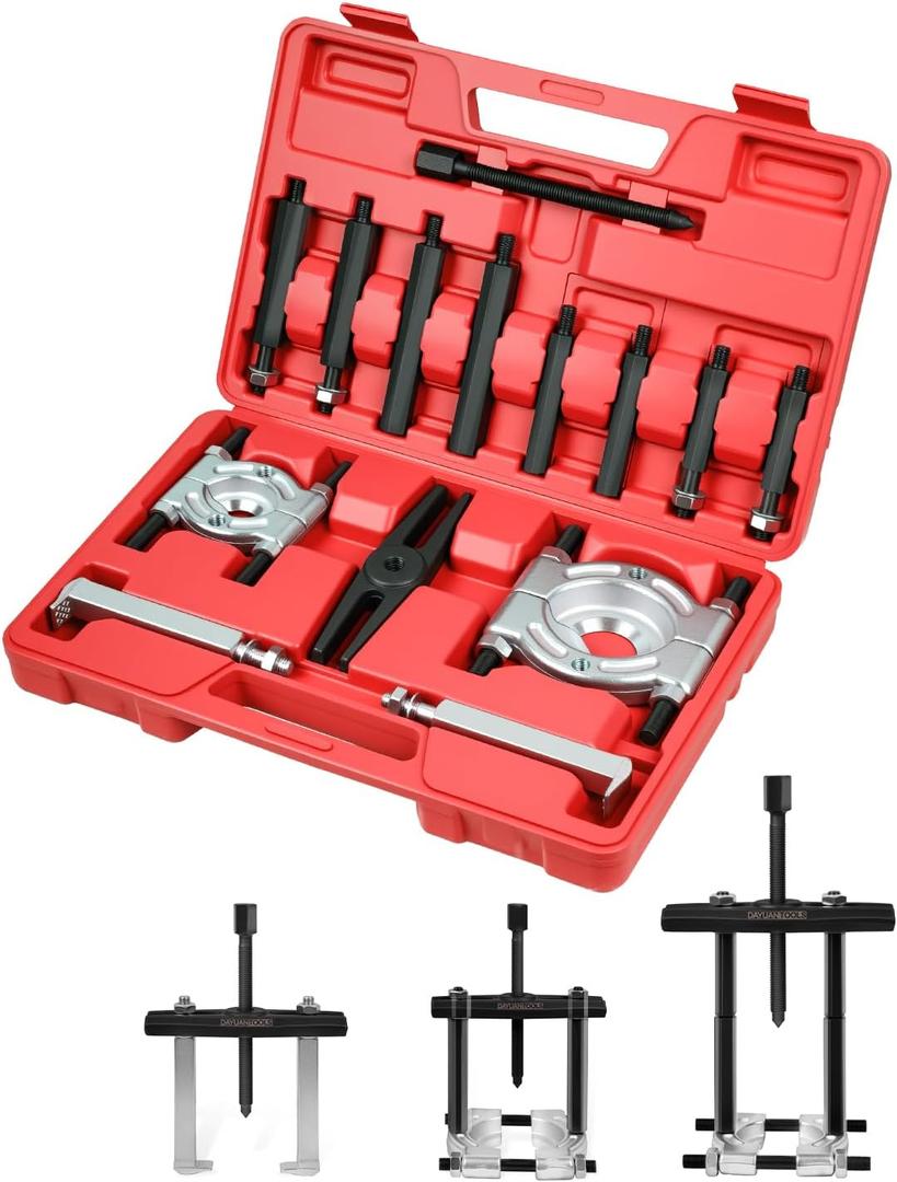 DAYUAN 14pcs Bearing Separator Puller Set, Heavy Duty 5 Ton Capacity 2" and 3" Bearings Splitters Puller Kit (Red)