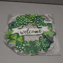 Wooden St. Patrick's Day Decoration Shamrock Door Wreath for Front Door Sign Wall Signs Shamrock Clover Spring Decoration, Irish Sign Welcome Hanging for Home Decor Party Outdoor Indoor Supply