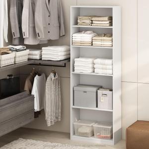 Furinno Reed 5-Tier Multipurpose Adjustable Shelf Clothing & Closet Storage Organization, White
