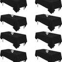 8 Pack Black Tablecloths 60x102 Inch Table Cloths for 6 Foot Rectangle Tables, Wrinkle Resistant Washable Rectangular Fabric Table Cover for Dining, Wedding, Banquet, Camping Party