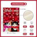 Welcome Valentines Day Romantic Love Heart Couple Cats Paw House Flag large 28X40 Inch Big Vertical Double Sided Yard Outdoor Outside Holiday Decoration