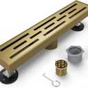 Brushed Gold Linear Shower Drain 18 Inch, Modern Shower Floor Drain