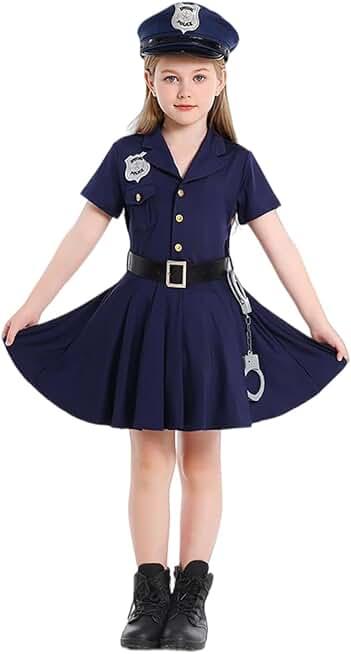 EVGVAT Dress Up Police Officer Costume Kids Cop Uniform for Girls size 4-6 years old