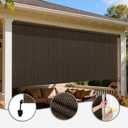 Outdoor Roller Shade, Exterior Cordless Patio Roll Up Blinds with Splicing Design, Cordless Shade Cloth Roll Blinds for Porch Gazebo Pergola Balcony Backyard (8' W x 6' H, Mocha)