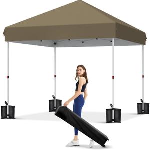 Garvee 10x10 Pop Up Canopy Tent, Heavy Duty Commercial Instant Shelter with One-Person Setup, UPF 50+ Waterproof, 100 Sq Ft Shade for Outdoor Events, Camping, Farmers Market, 10x10FT/0-Sidewall