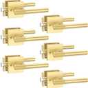 Asidrama 6 Pack Passage Gold Door Knob with Lock, Brushed Gold Door Handles Interior for Bedroom or Bathroom, Heavy Duty Door Lever with Reversible Interior Door Handle for Left Right Sided Doors