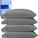 THREAD SPREAD 100% Cotton Pillow Cases Queen Size Set of 4 - Luxury 400 Thread Count Queen Pillow Cases (Pack of 2, Dark Grey), Soft Cooling Hotel Cotton Pillowcases, Fits Standard Pillows
