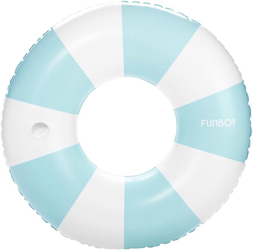 FUNBOY Giant Vintage Stripe Inflatable Tube Pool Float with Cup Holder 48" Large Pool Float for Adults Inner Tube Swimming Pool Toys Swim Rings Pool Lounger Float for Pool Party & Summer (Baby Blue) FUNBOY Giant Vintage Stripe Inflatable Tube Pool Float with Cup Holder 48" Large Pool Float for Adults Inner Tube Swimming Pool Toys Swim Rings Pool Lounger Float for Pool Party & Summer (Baby Blue)