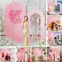 Jobkoo Pink Arch Backdrop Stand, 6.2FT+5.5FT Wedding Backdrop Arch Stand Frame with Lights, 2 Set Round Top Arch Photo Booth Background for Girls Princess Birthday Baby Shower Valentines Party Decor