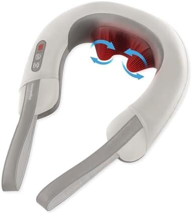 Homedics Neck Massager with Heat - Pro Therapy Elite Portable, Adjustable Shiatsu and Vibration Massage, Tan
