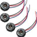 ZIMISI 4PCS 1157 Bulb Socket, Plastic Waterproof Turn Signal/Brake/Tail Light Socket Harness, LED Bulb Socket Plug, Base Plug Connector Car Accessories for Most Cars, Trucks, SUVs (4PCS)