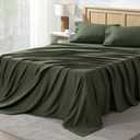 Andency Full Bed Sheets Set, 4 Pieces, Dark Olive Green Super Soft Microfiber Sheets, Deep Pocket Up to 16", "Hotel Luxury Breathable & Cooling Bed Sheet Set