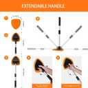 11pcs Windshield Cleaner Tool, Car Window Cleaning Wash Kit with 6 Reusable Microfiber Pads 2 Spray Bottles and Extendable Handles Auto Glass Wiper Kit, Orange