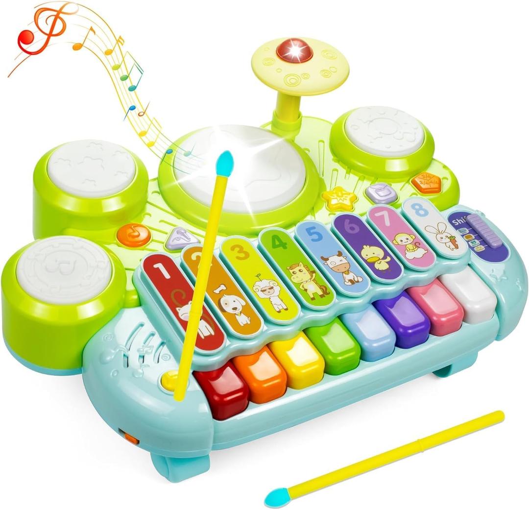Marstone Toys for 1 Year Old Boy and Girl Gifts: Baby Musical Toys for Toddler 1-3, Piano Drum Set for Baby 6-12, 12-18 Months, Educational Learning Birthday Gift for Kids Age 0-2 (Green)