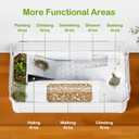 Turtle Tank Kit with Lid,Aquatic Tortoise Habitat Cage Starter Aquarium with Multi-Function Area,UV Basking Platform Light,Water Filter,Rain Shower Arm,Plant,Stone,Enclosure Red Eared Slider