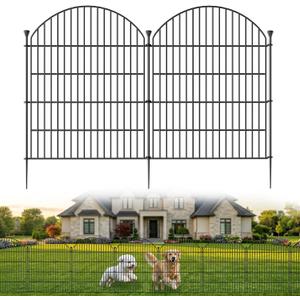 12 Pack No Dig Decorative Garden Fence Panels, 32in(H) x 29ft(L), Dog Fence Outdoor for Yard, Rustproof Metal Animal Barrier for Rabbits & Flowers, Temporary Fencing for Patio, RV