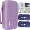 suzamed Insulin Cooler Travel Case,EVA Insulation Travel Medicine Kit with 2 Ice Packs for Diabetes Care,Insulin Pen and Other Diabetic Supplies (Purple)