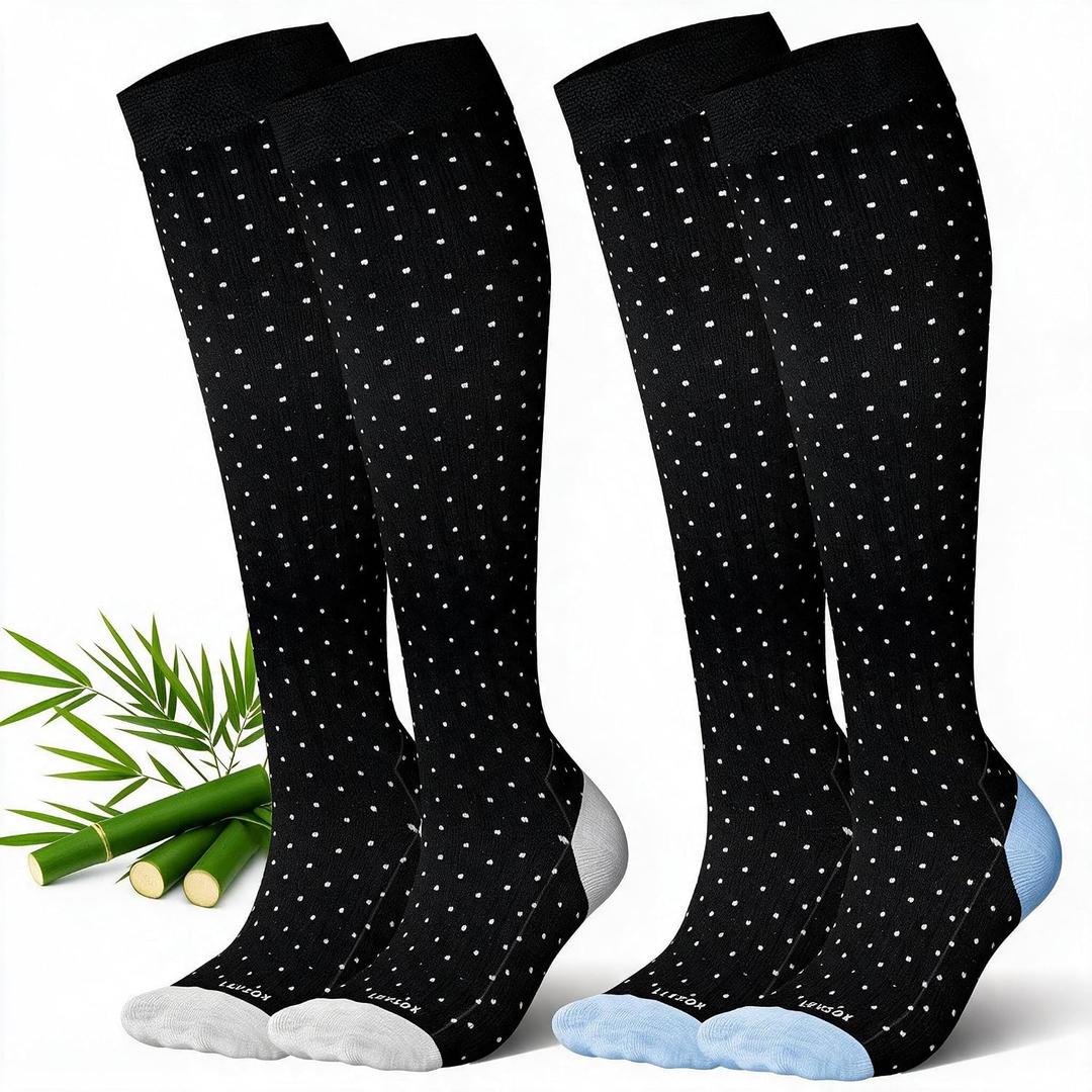 LEVSOX Thicker Bamboo Viscose Compression Socks 20-30 mmHg Cushioned (M)