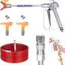Airless Paint Spray and 50 Feet Airless Hose Kit (Red) with 10 Inch Spray Extension Pole, A 360 Swivel Joint and Two 517 Tips for Titan Graco Sprayers.(JW-122533)