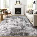 9x12 Area Rug Living Room: Washable Large Abstract Modern Soft Stain Resistant Indoor Floor Rugs Non Slip Accent Carpet for Bedroom Nursery Playroom Office Dining Room Dorm Home House- Black Grey