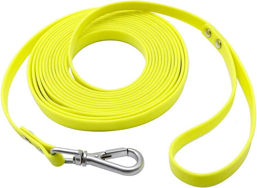 Long Leash Waterproof Training Longline Outdoor Dog Leash Great for Training, Beach, Yard, Play, Camping (50ft, yellow)