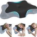 CHxxy Cervical Pillow for Neck Pain Relief, Memory Foam Pillows, Ergonomic Contour Bed Pillow, Soft for Side Sleep Stomach Sleeping and Back Sleepers-Queen Size Black&Dark Grey