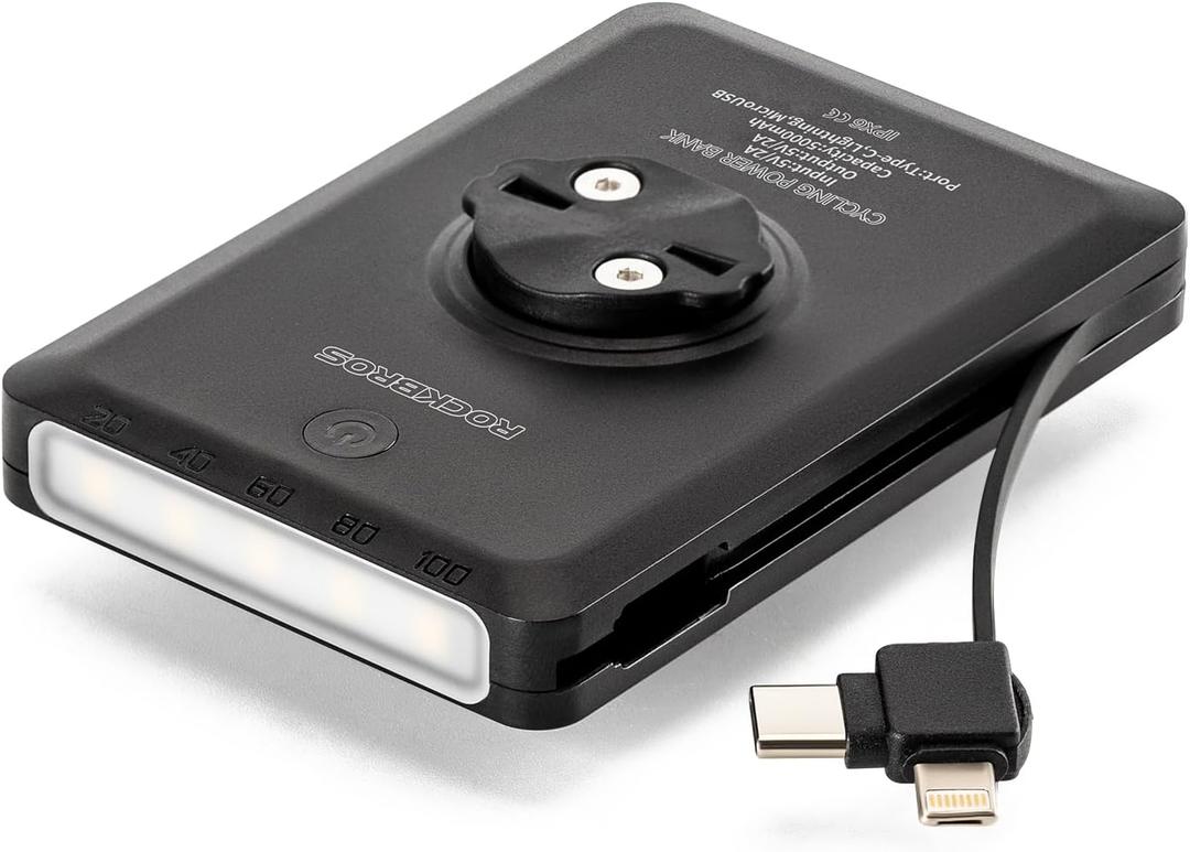 ROCKBROS Bike Mount Compatible with Garmin,Cycling Computer, 10000mAh/ 5000mAh Type-C Recharge Bike Light