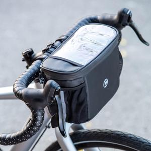 Bike Handlebar Bag - Transparent Waterproof Touch Screen Mobile Phone Bag, Thermal Insulation and Cold Storage Bicycle Basket with Reflective Strip, Mesh Pocket for Water Bottle 4L,