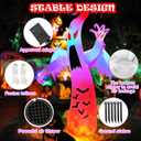 12FT Halloween Inflatables Giant Ghost with Wings Outdoor Decorations Colorful Flashing and Flame Lighting Blow Up Yard for Halloween Outdoor Yard Decorations, Garden, Lawn, Indoor